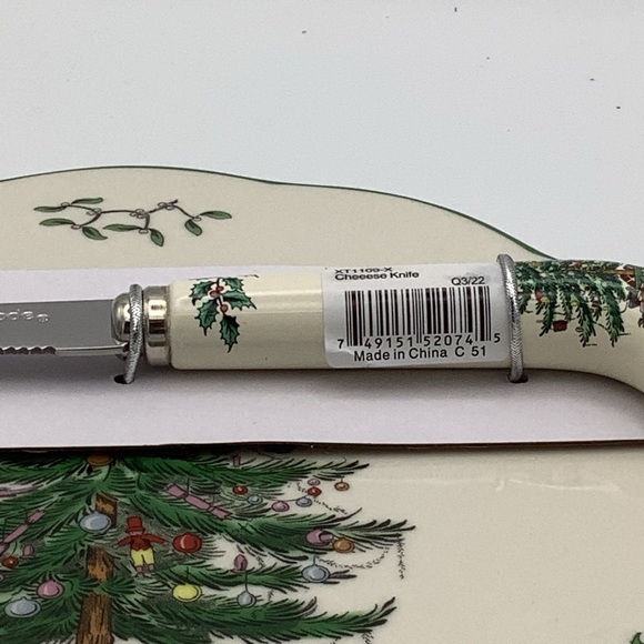 NIB Spode Christmas Tree Appetizer Plate and Knife - Picture 3 of 9
